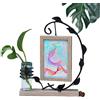 Lajiakoy® Cornice Foto Legno, Cornice Vintage, con Vaso In Vetro e Albero In Metallo, Cornice con Foto Personalizzata per 2 Foto, per Camera da Letto, Soggiorno (10 x 15CM (Nero)