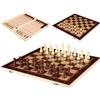 Wydexint Pieghevole Legno Chess, Scacchiera Professionale, Pieghevole Legno Scacchi, 3 In 1 Scacchiera In Legno, Set Di Scacchiere Pieghevoli Per Feste, Attività Familiari, Scacchi Da Viaggio, Principianti