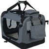 EUGAD Trasportino per Cani e Gatti Auto, Grigio 60x42x42cm(M) per Cani Media Taglia, Gabbia Pieghevole (Supporto per tubi in acciaio), Cuscino Morbido 0112HT