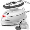 Duronic SI3 WE Mini Ferro da Stiro, Ferro da viaggio a vapore 400W, Serbatoio 35ml, Steamer portatile con base d'appoggio e borsello da viaggio, Per lavori di cucito, quilting, Bianco
