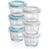 Grizzly Contenitore per Alimenti in Vetro per Bambini - Set da 6 - capacità 130 ml - Rotonda Adatti per Forno - Frigo e Congelatore - Ermetico Anti Perdite - Lavabile in Lavastoviglie - Senza BPA