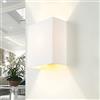Licht-Erlebnisse Applique per interni Alice rettangolare lampada da parete stile loft moderno paralume in stoffa bianco E27 ideale per camera da letto soggiorno