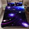 GDDO Blu Nero Viola Cosmo Galassia Stella Copripiumino Uomo Donna, 2/3 Pezzo Spazio Pianeta Sparkle Stella Set Biancheria da Letto Copripiumino con Federa (Viola Nero,220 x 260cm) (220 x 260cm)