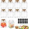 LIMITADA 10 Pz Barattoli Piccoli Vetro con Tappo Sughero 50 ML Mini Bottiglia in Vetro con Coperchio Barattoli Vetro Bomboniere con Adesivi e Penna Lavagna Set Bottiglie per Cucina, Alimenti, Spezie