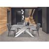 Mar.c.a. Design - Tavolo Allungabile Sala da Pranzo in Metallo Bianco con Piano in Vetroceramica Finitura Marmo, Tavolo da Pranzo di Design per Arredamento Moderno, Tavolo Cucina 160x90x76H cm