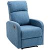HOMCOM Poltrona Relax Reclinabile Manuale con Poggiapiedi Portata 125kg Tessuto di Lino 67 × 83 × 107cm Blu