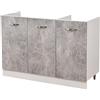 Shally Dogan Mobile Sottolavello per Cucina 3 Ante componibile Mobiletto base da 120 per lavello (120 x 50 x 85 cm, Grigio)
