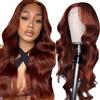 Creuost #33 Reddish Brown 4x1 HD Lace Front Human Hair Wig Brazilian Virgin Human Hair Wigs For Women Body Wave No Tangles 150% Density Glueless Human Hair wigs 14 Pollice