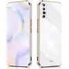 QIYIN Cover per Oppo Find X2 Neo, Custodia in Silicone Colorato Ultra Sottile da Donna, Case Antiurto Morbido con Cornice in Oro (Bianco)