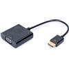 Digitus DA70461 Cavo Adattatore HDMI Maschio-VGA Femmina Cm. 15 con Presa Audio 3,5mm, Nero