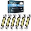 Keiurot 29 mm lampadine a LED festoon 7065 6612F 6614F per specchietto di cortesia, luce sul parasole, luce interna a cupola, luci per mappa, bianca AC/DC12V, confezione da 6