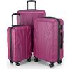 SUITLINE - Set di 3 valigie, Valigie da viaggio, trolley, Valigie con guscio rigido, TSA, (55 cm, 66 cm, 76 cm), 100% ABS, opaco, Rosa