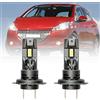 NSLUMO Lampadine per fari a LED H7 per Peugeot 207 208 2008 308 3008 206 408 4008 5008 Lampadine a LED H7 per auto Peugeot 208 Luce anabbagliante 6500K Faro a LED bianco H7 Mini formato