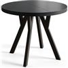 AlpiMeble Tavolo rotondo per sala da pranzo OVO, tavolo allungabile, diametro: 80 cm a 130 cm, tavolo da soggiorno colore: nero, con gambe in legno di colore nero