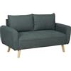 HOMCOM Divano 2 Posti Moderno in Tessuto con Braccioli, Imbottitura Spessa e Cuscini Rimovibili, Divanetto 2 Posti con Gambe in Legno per Soggiorno, Salotto, Casa e Ufficio, 145x75x78 cm, Grigio