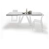 Mobili Fiver, Tavolo Allungabile Romina 140(220) x90 cm, Grigio Cemento con Gambe in Ferro Bianche, per 6-10 persone, Tavolo Cucina, Soggiorno, Made in Italy