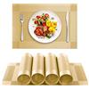 jiuzcare Tovagliette Americane Lavabili Plastica PVC Set 4 Pezzi Tovaglietta da Tavola Non-Scivolose Antiscivolo Antimacchia Resistenti Calore Tovagliette Adatto Tavolo da Pranzo Cucina 45x30cm, Oro
