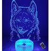 YTDZLTD Creativo 3D Lupo Luce Notturna 16 Colori Mutevoli Telecomando USB Potere Toccare Cambiare Illusione Ottica Lampada Arredamento Lampada LED Lampada da Tavolo Bambini Brithday Natale Regalo