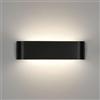 Lightess 16W Lampada da Parete Interno LED, Applique da Parete Nero, Illuminazione Moderna per Camera Soggiorno, Allumialdonio Puro con Luce IP44, Bianco Neutro, 30cm