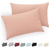 Twinzen® Federe Cuscino Letto (Set di 2) - Rosa - Per i Cuscini 30x50 cm - 100% Jersey di Cotone - Copricuscino Letto - Federe Cuscino Letto con Cerniera - Fodera Protezione per Cuscino