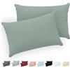 Twinzen® Federe Cuscino Letto (Set di 2) - Verde - Per i Cuscini 30x50 cm - 100% Jersey di Cotone - Copricuscino Letto - Federe Cuscino Letto con Cerniera - Fodera Protezione per Cuscino