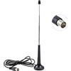 Vecys Antenna TV DVB-T Antenna digitale HDTV con base magnetica 5 sezioni palo telescopico TV connettore maschio 5dBi VHF/UHF 1,5 m RG174 cavo coassiale per dispositivi DVD LCD DVB-T