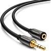 deleyCON 1,5m Cavo di Prolunga Audio Stereo - Jack 3,5mm Femmina a Maschio - Cavo AUX Stereo con Connettore in Metallo per Altoparlanti e Cuffie - Nero