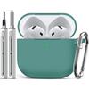 Inesore Compatible with AirPods 4 Case - Green | Silicone Protective Case Cover for Apple Air Pod 4 (2024/ANC), Unisex Design, with Cleaning Kit