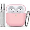 Inesore Compatible with AirPods 4 Case - Pink | Silicone Protective Case Cover for Apple Air Pod 4 (2024/ANC), Unisex Design, with Cleaning Kit