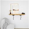 Hanah Home Stylish Wall Shelf, 99 cm x 22 cm, 100% Solid Wood & Metal Frame, Black & Oak Finish Modern Home Decor & Organization