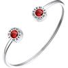 FindChic Braccialetto Donna Rigido con Pietra di Nascita Granato Gennaio Bracciale Rigido Donna Acciaio Inossidabile Bracciale Acciaio Donna con Numero Romano Confezione Regalo