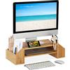 Relaxdays Supporto per Monitor, Rialzo per Schermo con Scomparti, Stand Computer Portatile 16 x 57,5 x 25 cm, Naturale, bambù