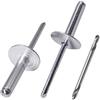 SKIR'CO Rivetti ciechi in alluminio con flangia grande, 4,8 x 20 mm, mandrino in acciaio, rivetti ciechi in alluminio, punta da trapano inclusa