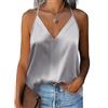 Zeagoo Canotta Spalline Sottili in Raso da Donna Estive Canottiera Scollo a V Cami Nero Casuale Senza Manica Camisole, XXL