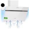 Klarstein Cappa Aspirante 60 cm, Cappa Filtrante Cucina, 600m³/h, 3 Livelli, Illuminazione LED, Pannello Touch, Filtro Antigrasso, Luce RGB, Possibilità di Ricircolo, Classe Energetica A, Bianco