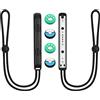 Vicloon 1 Coppia Switch Controller da Polso, di Blocco da Polso Lanyard con 4 Carino Tappo del Joystick, con Corda Regolabile per Switch Joycon, Nero