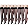 ANDIBEIQI 8 paia Calze da donna Stay Up al ginocchio, con motivo a rete, colore nero