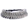 BOBIYA Disordinato largo 2 fili di capelli sintetici intrecciati fascia classica Chunky trecce trecce elastiche parrucca per donne ragazze (grigio acciaio)