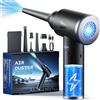 Aidisy Aria Compressa Elettrico a 3 Velocità con luce LED, 100.000 Giri/Min Aria Compressa Spray con Batteria da 9000 mAh, Potente Kit Pulizia PC, Divano, Tastiera, Auto