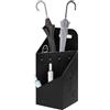 WOLTU Portaombrelli con 4 Ganci e 2 Aree Separate, in Metallo Antiruggine, con Design a Conca e Sorriso, per Corridoio, Ingresso, Nero