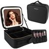 DaizySight Beauty Case da Viaggio Donna, Porta Trucchi Borsa Organizer con Specchio Cosmetico a 3 Colori LED, Beauty Case Donna Professionale Organizer Grande Capacità Pochette Trucchi, Nero
