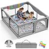 Sarr Klith 200 X 180 cm Box Bambini con Succhiatori, Recinto per Bambini, Tessuto Oxford 300D, Facile da Montare e da Pulire-Senza tappetino, Centro Attività per Bambini, Grigio