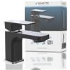 SCHÜTTE MADAGASKAR 43106 - Rubinetto miscelatore con valvola pop-up, miscelatore monocomando per bagno, colore: Nero cromato