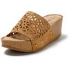 JOMIX Ciabatte Estive da Donna Sandali Zeppa Suola Antiscivolo Eleganti e Alla Moda SD9515-8 (Cammello,41)