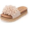 JOMIX Sandali con Tacco Donna Estivi Pantofole Eleganti da Mare Ciabatte con Zeppa comode da Spiaggia Fashion Donna Beige 39