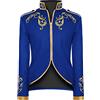 UnoSheng Smoking - Costume da Principe Blazer - Cappotto da uomo in stile gotico steampunk, vestito da festa medievale vittoriano, stile retrò, per Halloween, Carnevale, costume da cosplay, Blu, L