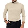 Oanviso Maglia Uomo Manica Lunga Collo Alto Sottile Sportiva Maglietta Slim Fit Elasticizzata Basic Maglione Dolcevita Semplice Lupetto Caldo Leggero Pullover Sottogiacca Felpato Albicocca XS