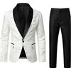 Generic Abito da sposa da uomo, slim fit, 2 pezzi, moderno, classico, con bottoni, per affari, vintage, per feste, balli di fine anno, smoking con pantaloni giacca, bianco, L