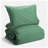 Bianca Plain Dyed Percale Jade Parure Copripiumino 200x220 + Federe 50x80(2) + lenzuolo sotto con angoli 160x200