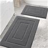 Homaxy Set di 2 tappetini da bagno in microfibra, antiscivolo, lavabili, morbidi, assorbenti l'acqua, per il bagno, 40 x 60 cm + 60 x 90 cm, grigio scuro